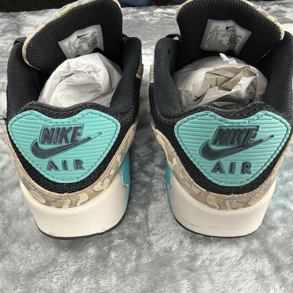 Nike Air Max 90 Desert Camo Teal Black Sneakers IF3092-100 Womens 7.5 Youth 6Y - Picture 16 of 16